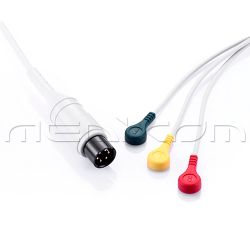 Кабель ЭКГ 3 отведения, взрослый\педиатрический, кнопки (IEC), 3.6 м, защита от дефибр. (PM, MEC)